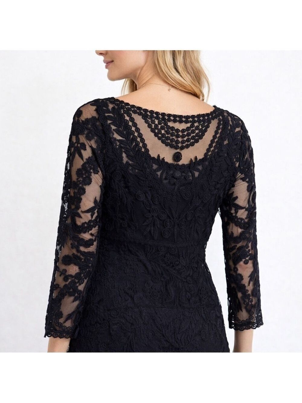 Y2K Black Lace Overlay Mini Dress Sheer Gothic Fairy Whimsigoth Slip Layer XS - Picture 9 of 9